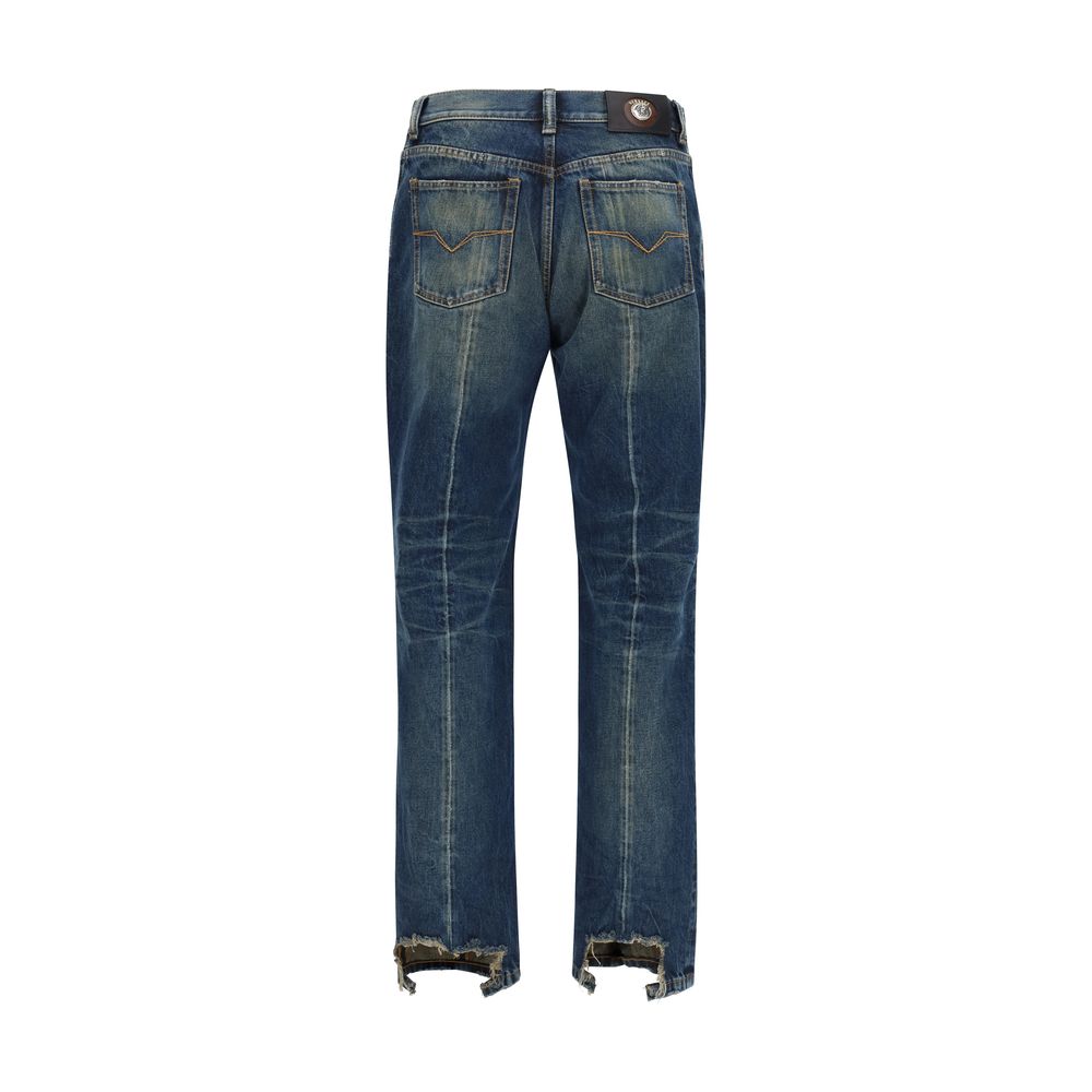 Versace Blaue Jeans aus Baumwolle im geraden Schnitt