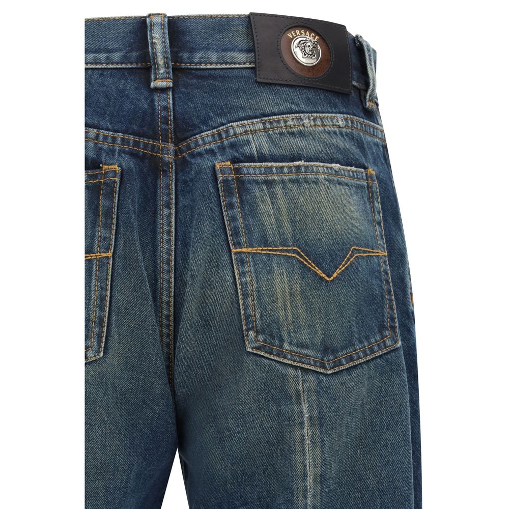 Versace Blaue Jeans aus Baumwolle im geraden Schnitt