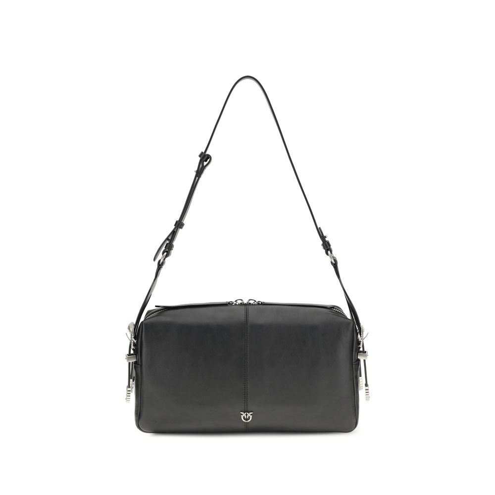 PINKO Schwarze Bos Taurus Kalbsleder Schultertasche