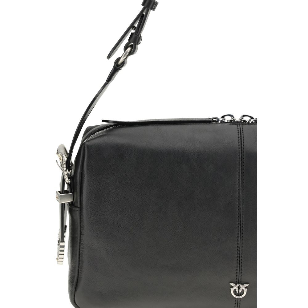 PINKO Schwarze Bos Taurus Kalbsleder Schultertasche