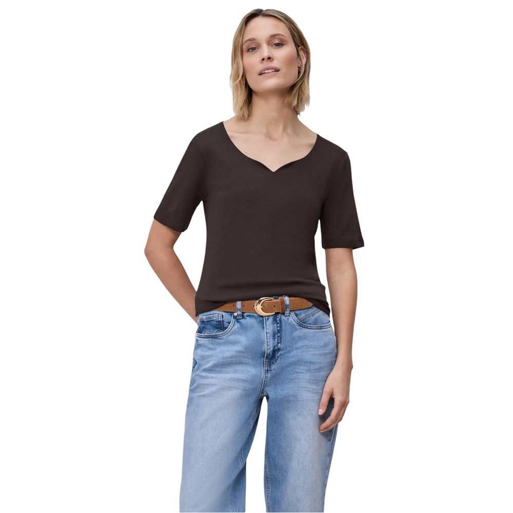 Street One Braunes Baumwoll-Langarmshirt