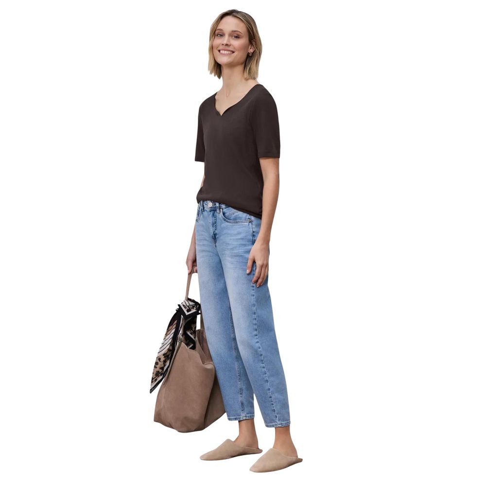 Street One Braunes Baumwoll-Langarmshirt