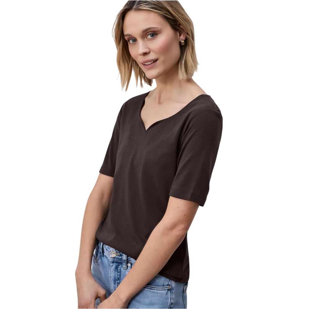 Street One Braunes Baumwoll-Langarmshirt