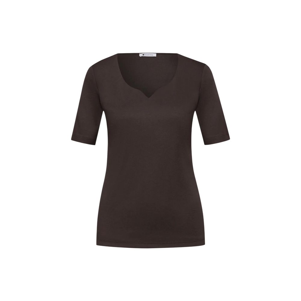 Street One Braunes Baumwoll-Langarmshirt