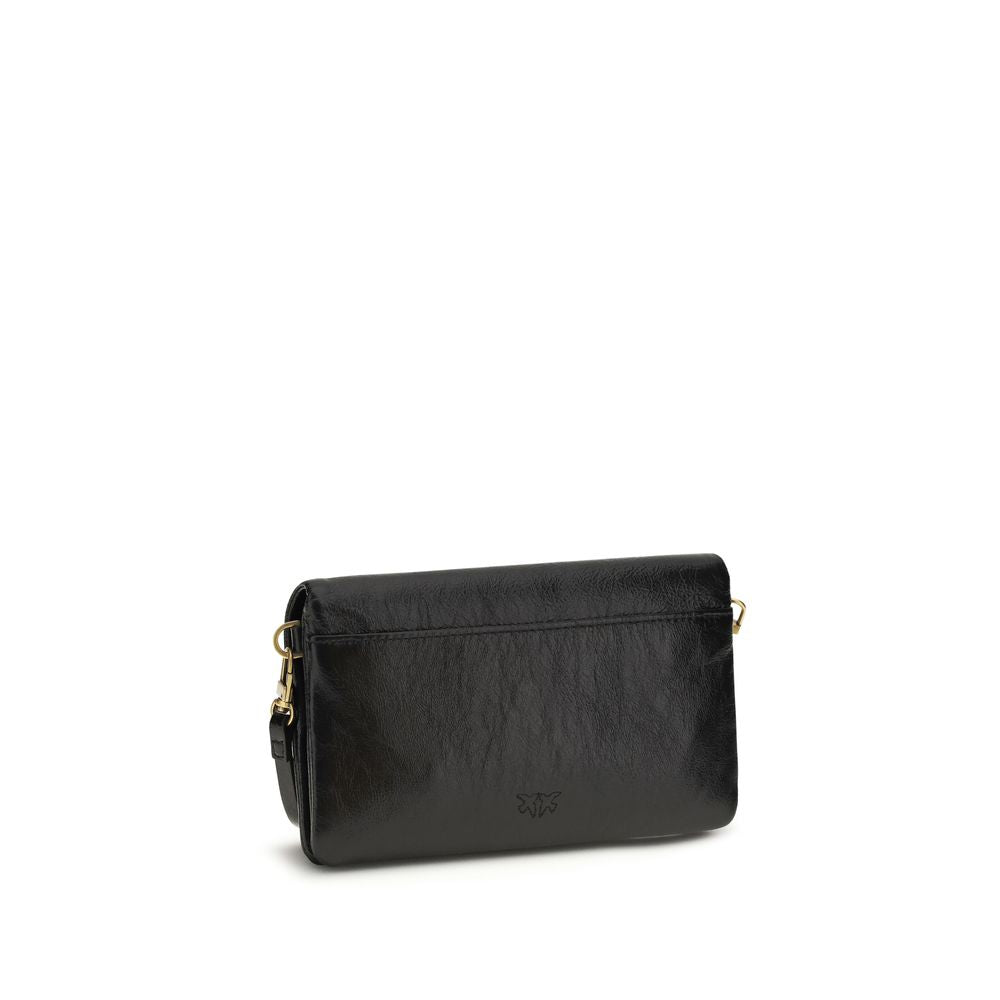 PINKO Schwarze Bos Taurus Kalbsleder Schultertasche