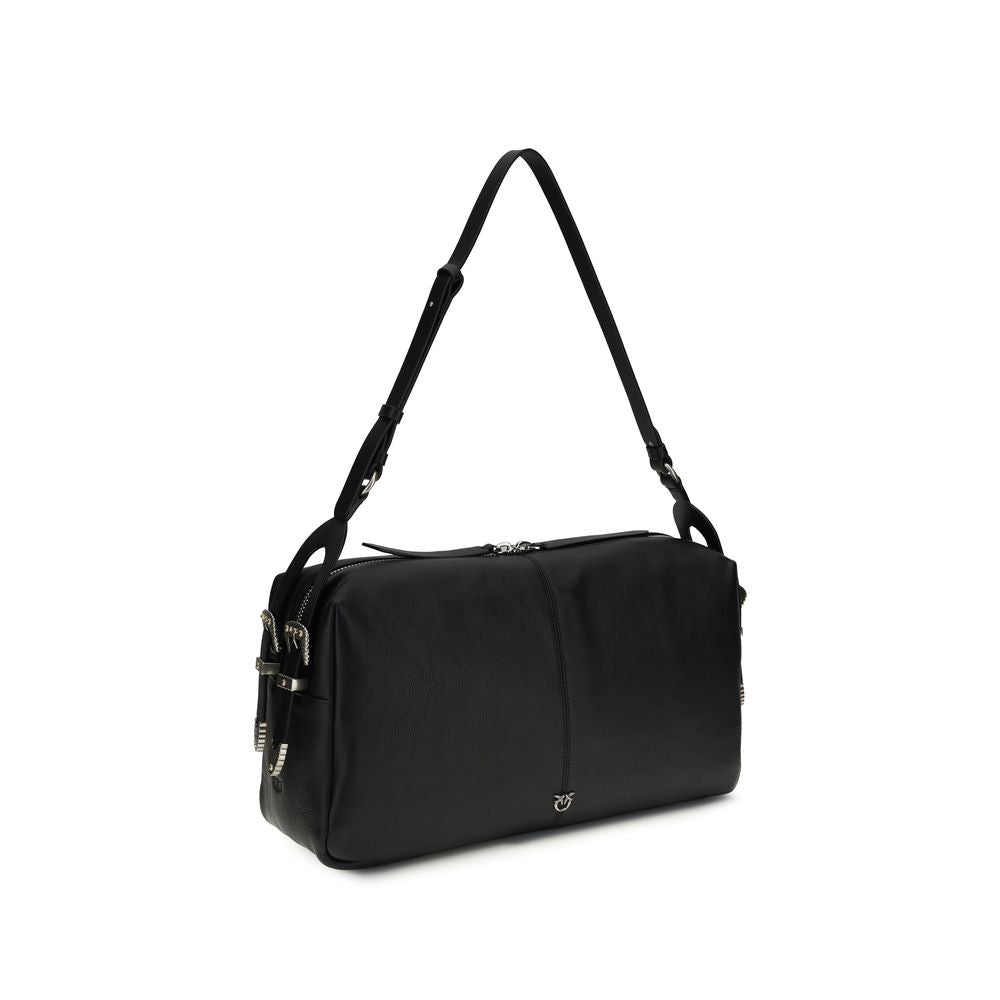 PINKO Schwarze Bos Taurus Kalbsleder Schultertasche