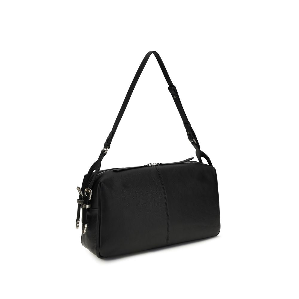 PINKO Schwarze Bos Taurus Kalbsleder Schultertasche