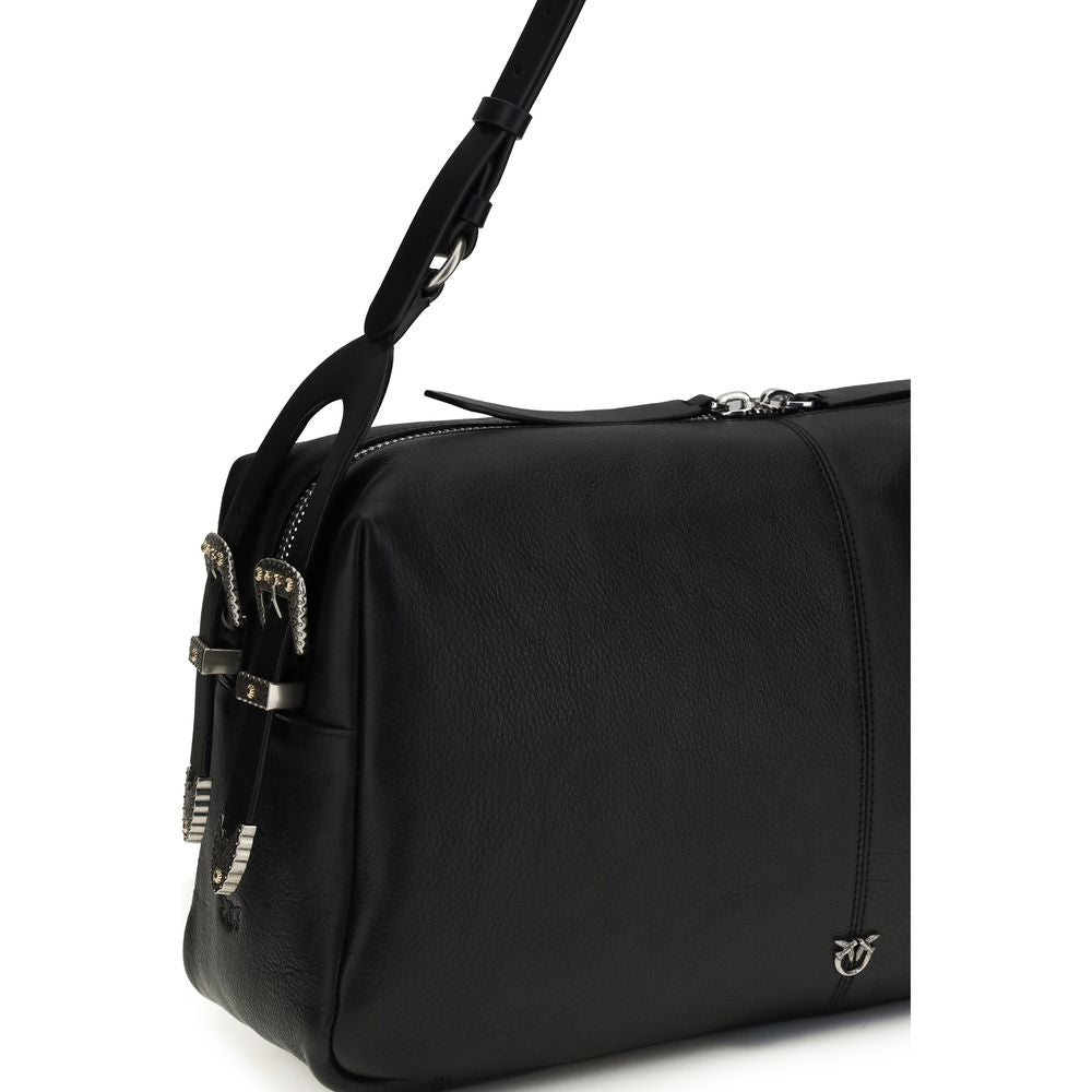 PINKO Schwarze Bos Taurus Kalbsleder Schultertasche