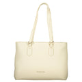 Mario Valentino Beige Schultertasche aus Polyurethan für Damen mit Innentasche