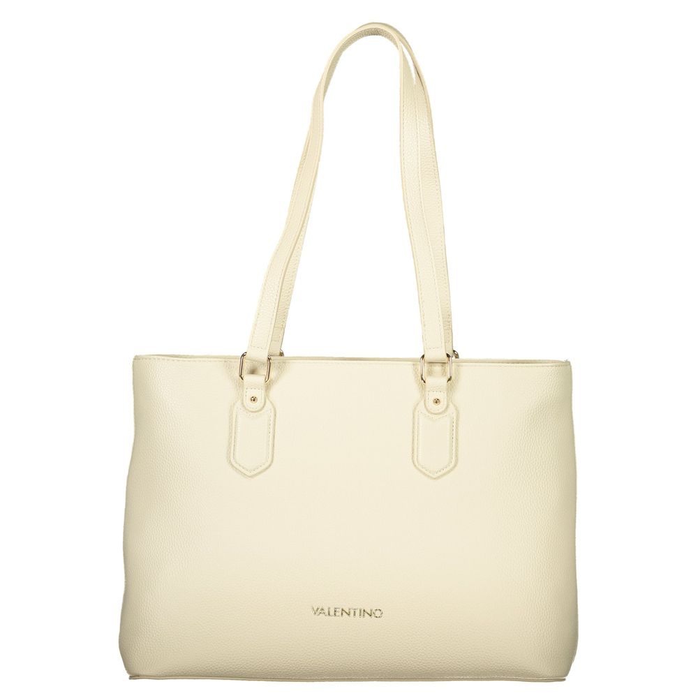 Mario Valentino Beige Schultertasche aus Polyurethan für Damen mit Innentasche