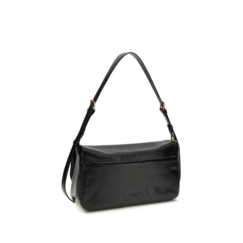 PINKO Schwarze Bos Taurus Kalbsleder Schultertasche