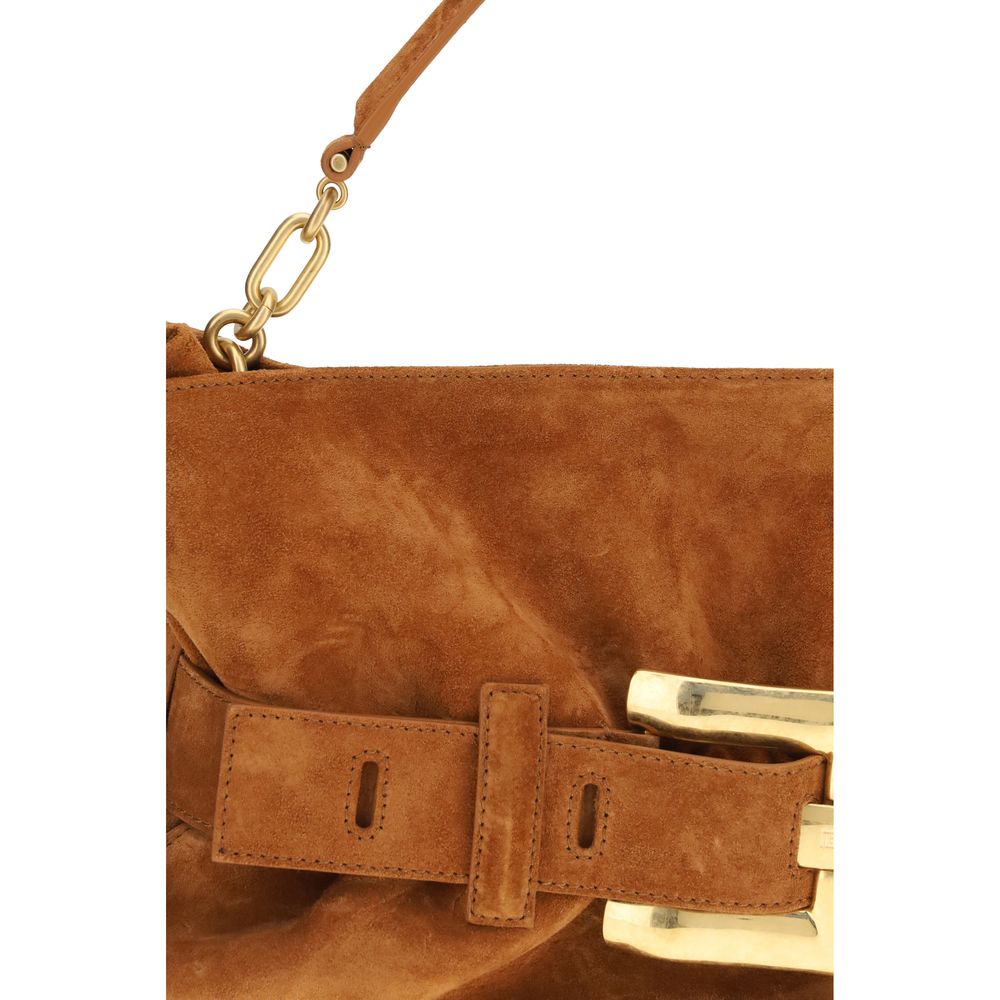 Balmain Braune Kalbsleder Bos Taurus Handtasche