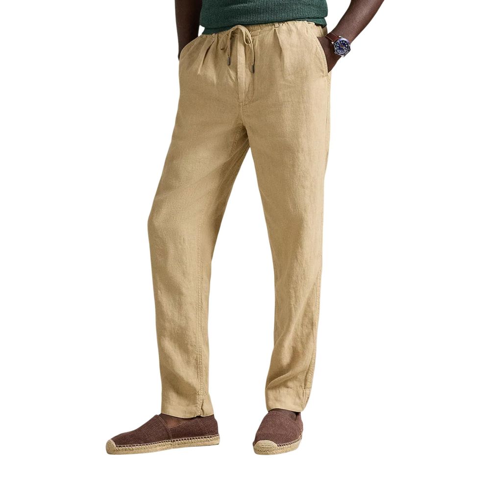 Lyle & Scott Beige Leinen Freizeithose