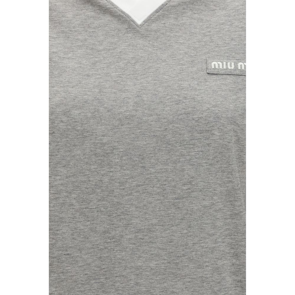 Miu Miu Graues Baumwoll-Langarmshirt