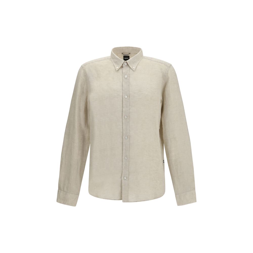 Hugo Boss Black Beige Leinenhemd