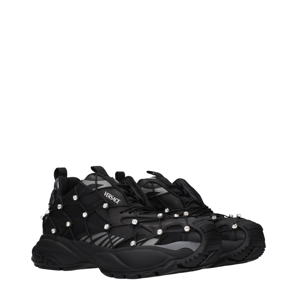 Versace Schwarze Low-Top-Sneaker aus Stoff