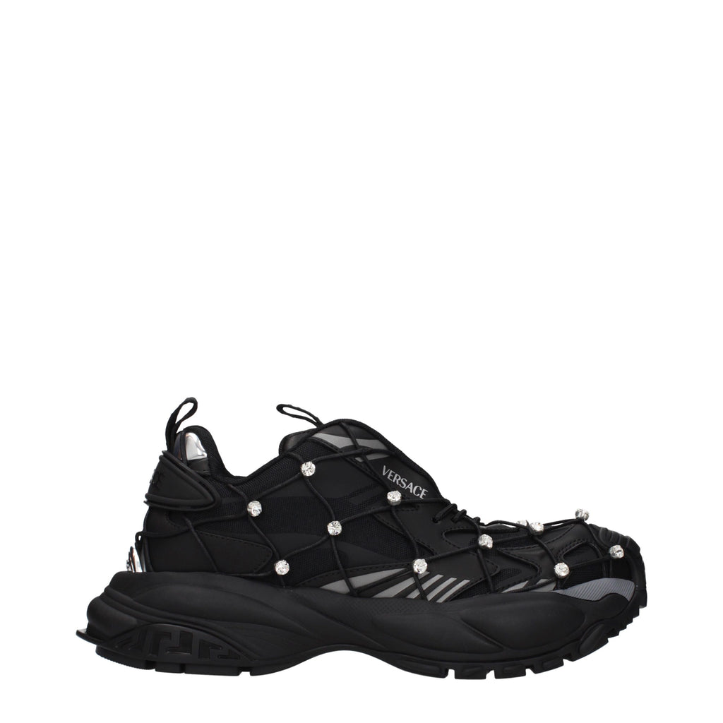 Versace Schwarze Stoff-Sneaker mit klobiger Sohle