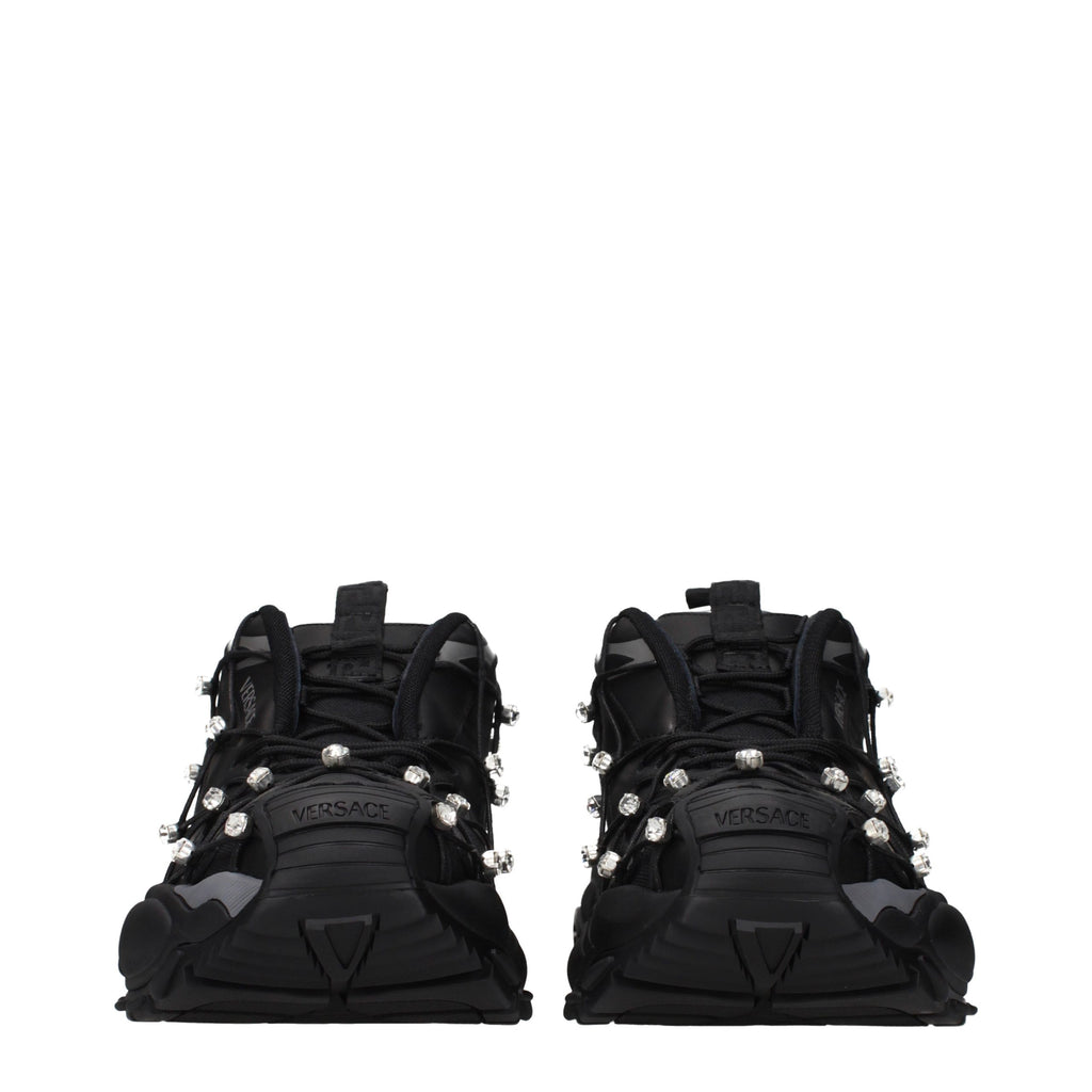 Versace Schwarze Stoff-Sneaker mit klobiger Sohle