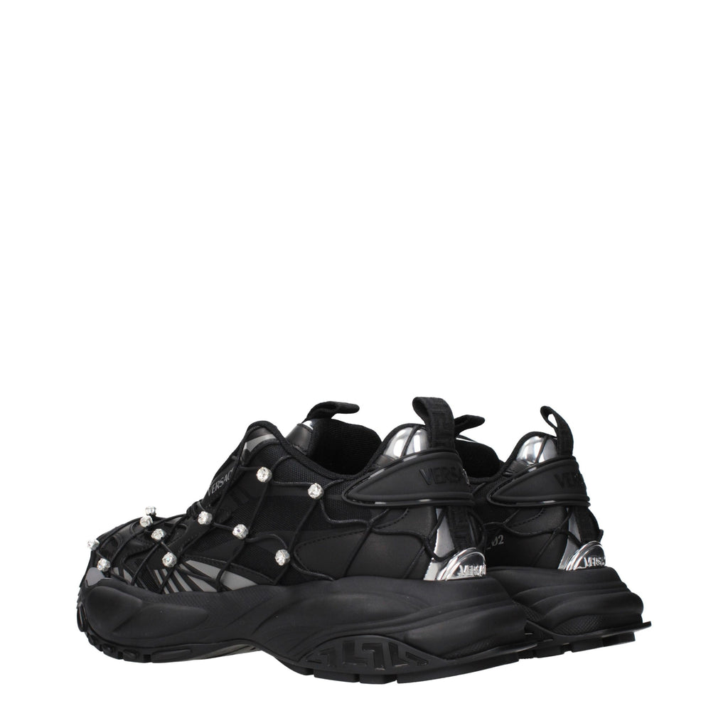 Versace Schwarze Stoff-Sneaker mit klobiger Sohle