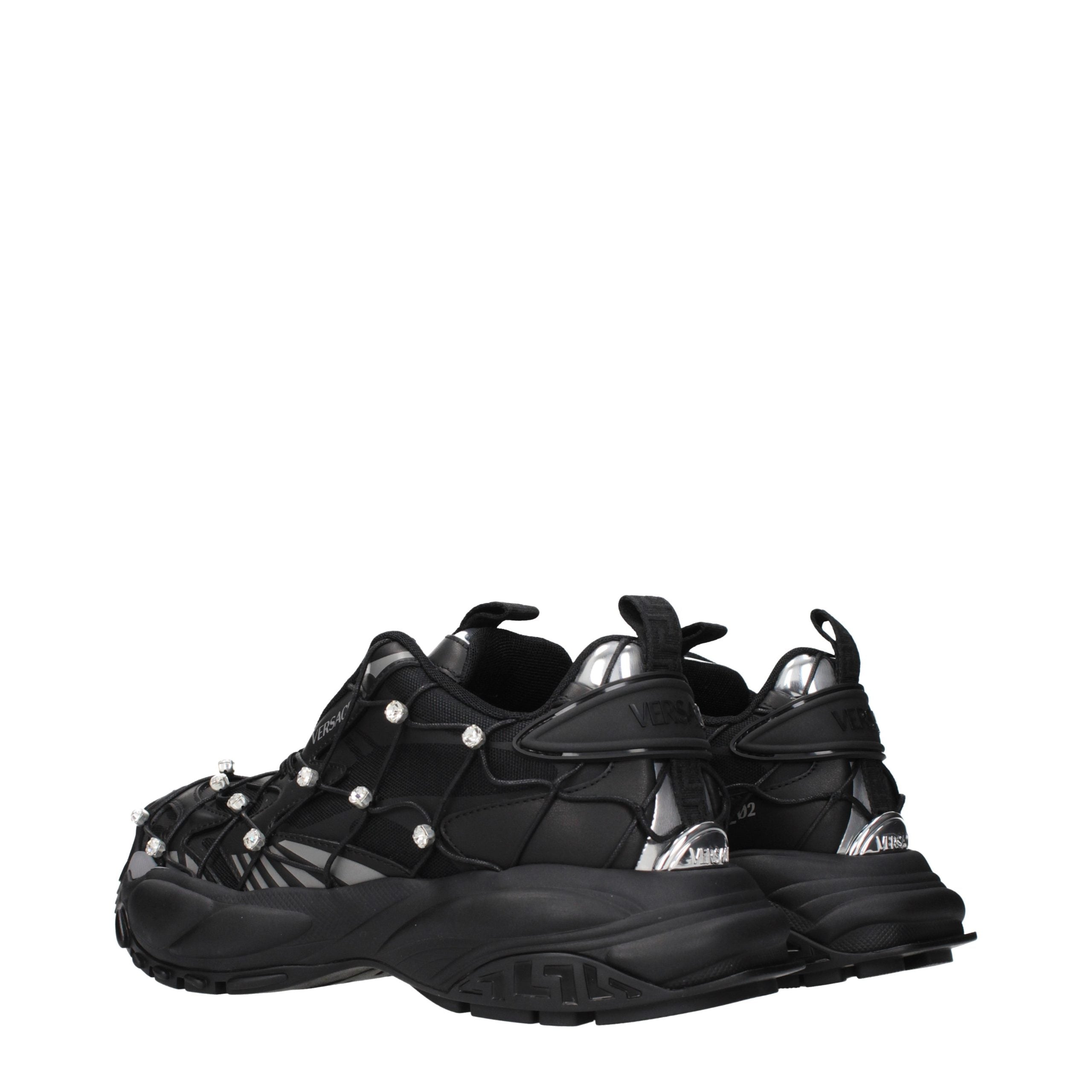 Versace Schwarze Stoff-Sneaker mit klobiger Sohle