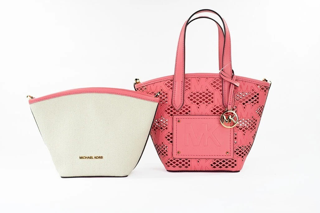 Michael Kors Kimber Small Tea Rose Leder 2-in-1 Zip Tote Umhängetasche