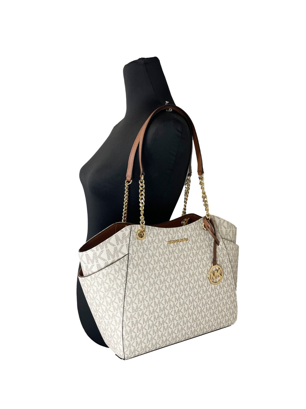 Michael Kors Jet Set Travel Große Logo-Tasche Vanilla