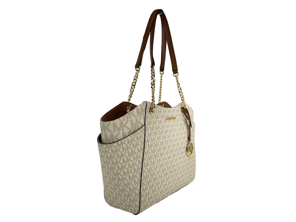 Michael Kors Jet Set Travel Große Logo-Tasche Vanilla