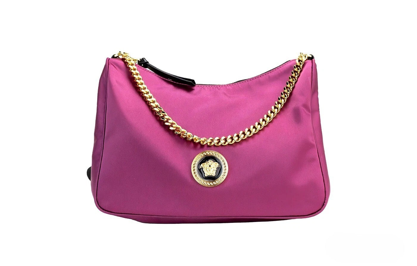Versace Kleine Dahlia Nylon Stoff Medusa Anhänger Umhängetasche Schultertasche