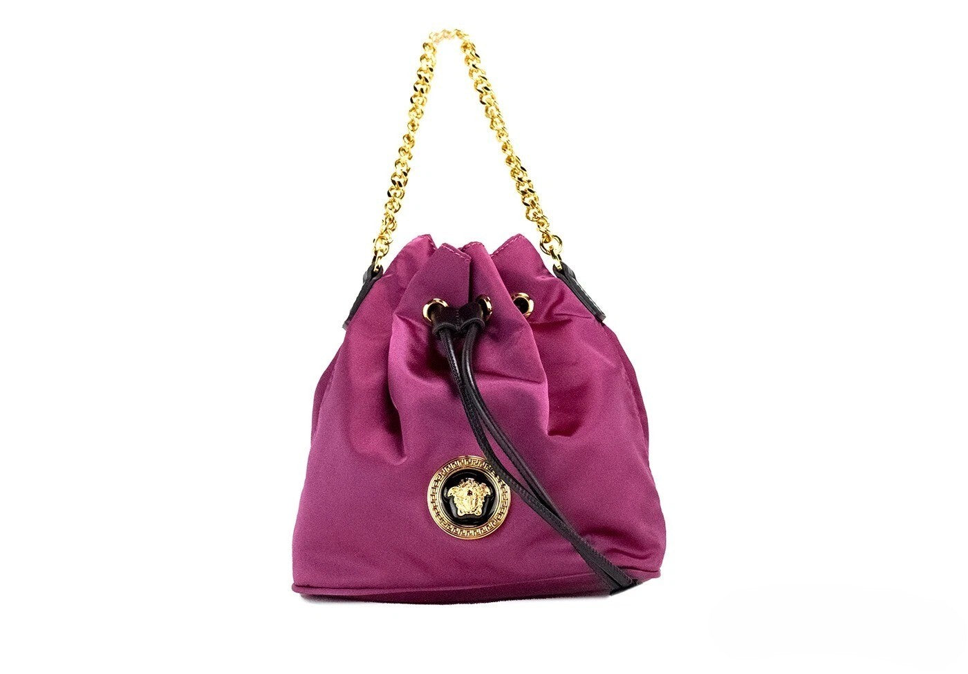 Versace Kleine Dahlia Nylon Medusa Anhänger Bucket Chain Umhängetasche Handtasche