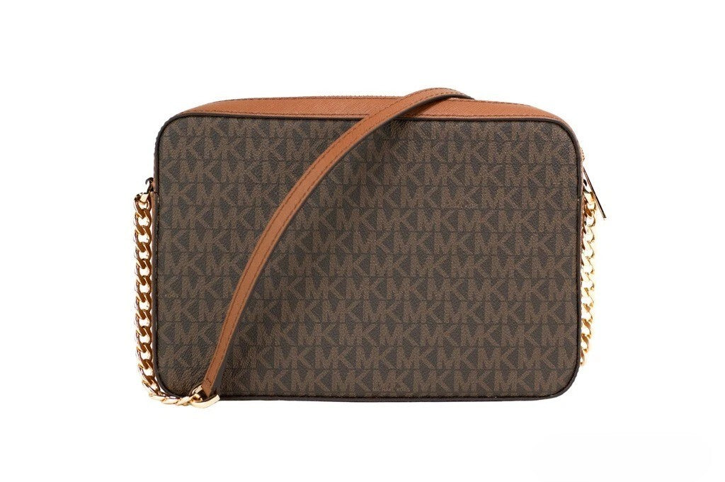 Michael Kors Damen Jet Set East West Umhängetasche Saffiano, Braun Gold, Groß