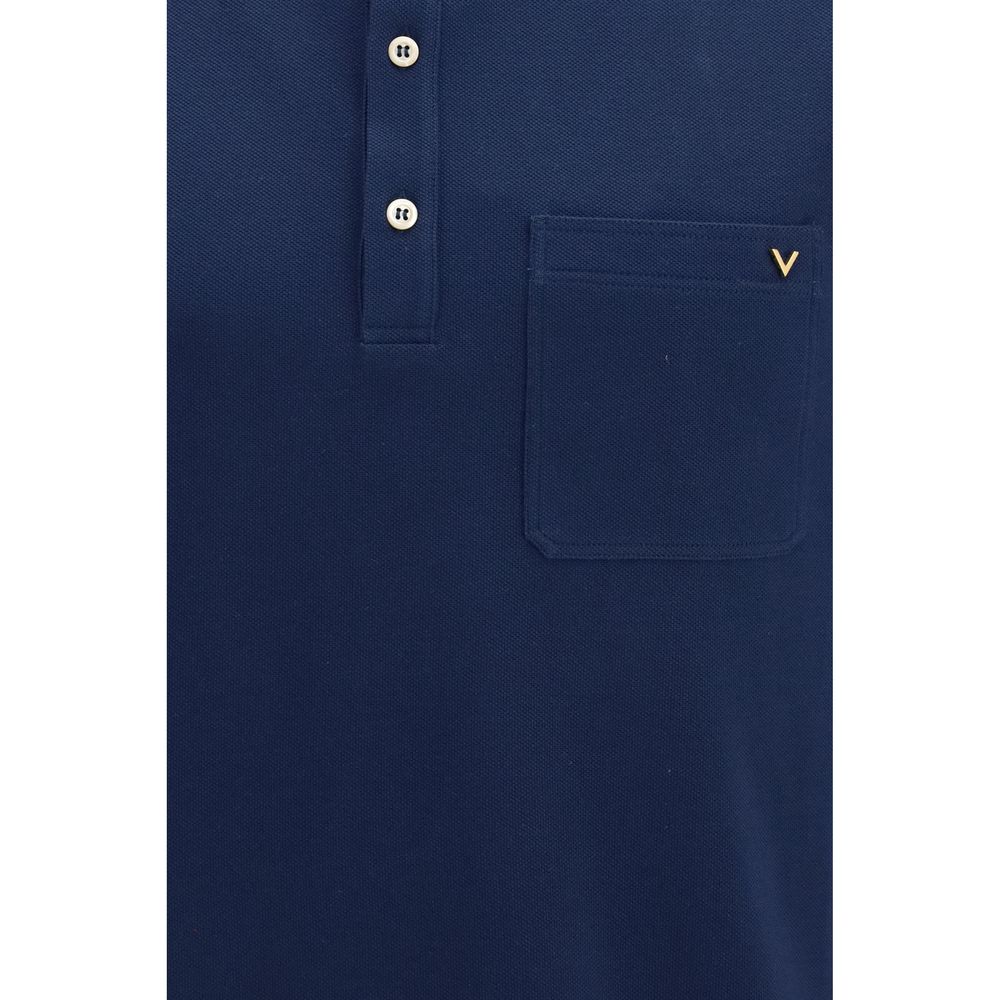 Valentino Blaues Baumwoll-Polohemd