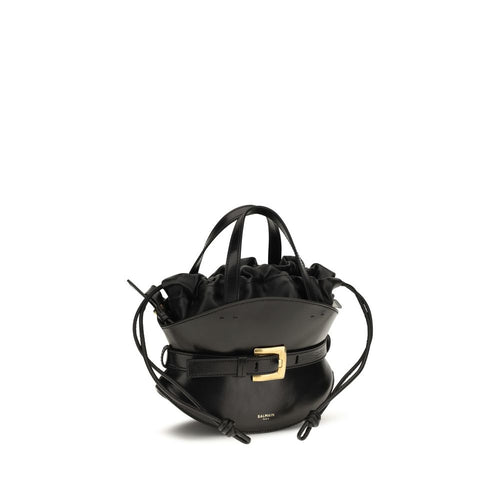 Balmain Schwarze Bos Taurus Kalbsleder Schultertasche