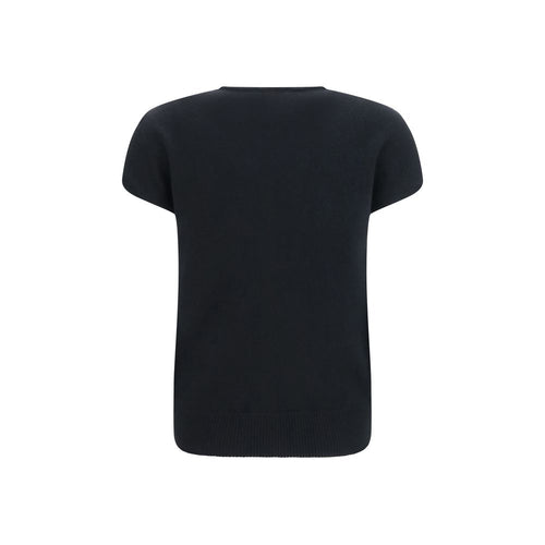 Balmain Ärmelloser Pullover aus schwarzer Wolle Oves Aries