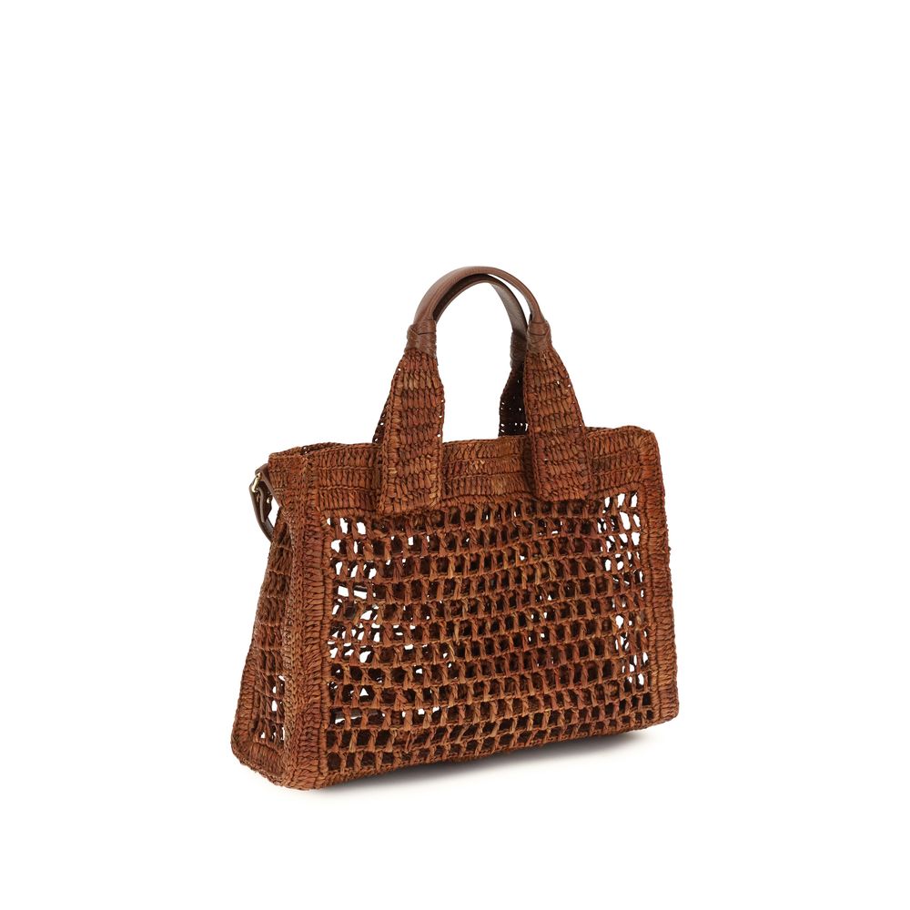 Chloé Braune Raffia-Umhängetasche