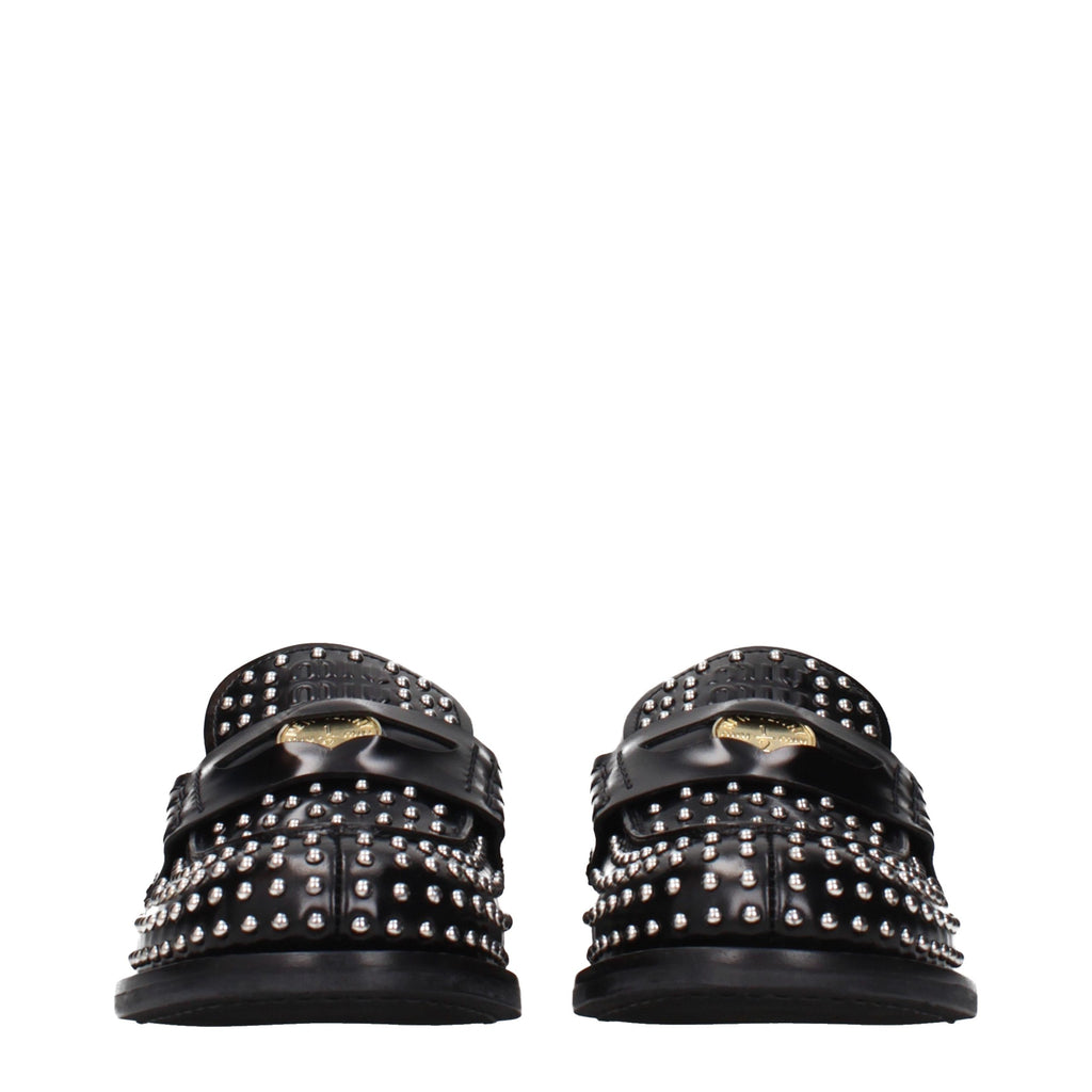 Miu Miu Schwarze Leder Loafer zum Hineinschlüpfen