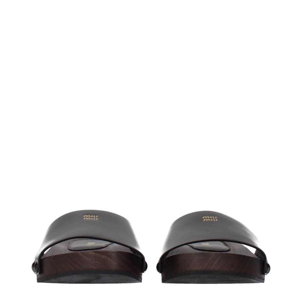 Miu Miu Schwarze Leder-Slipper