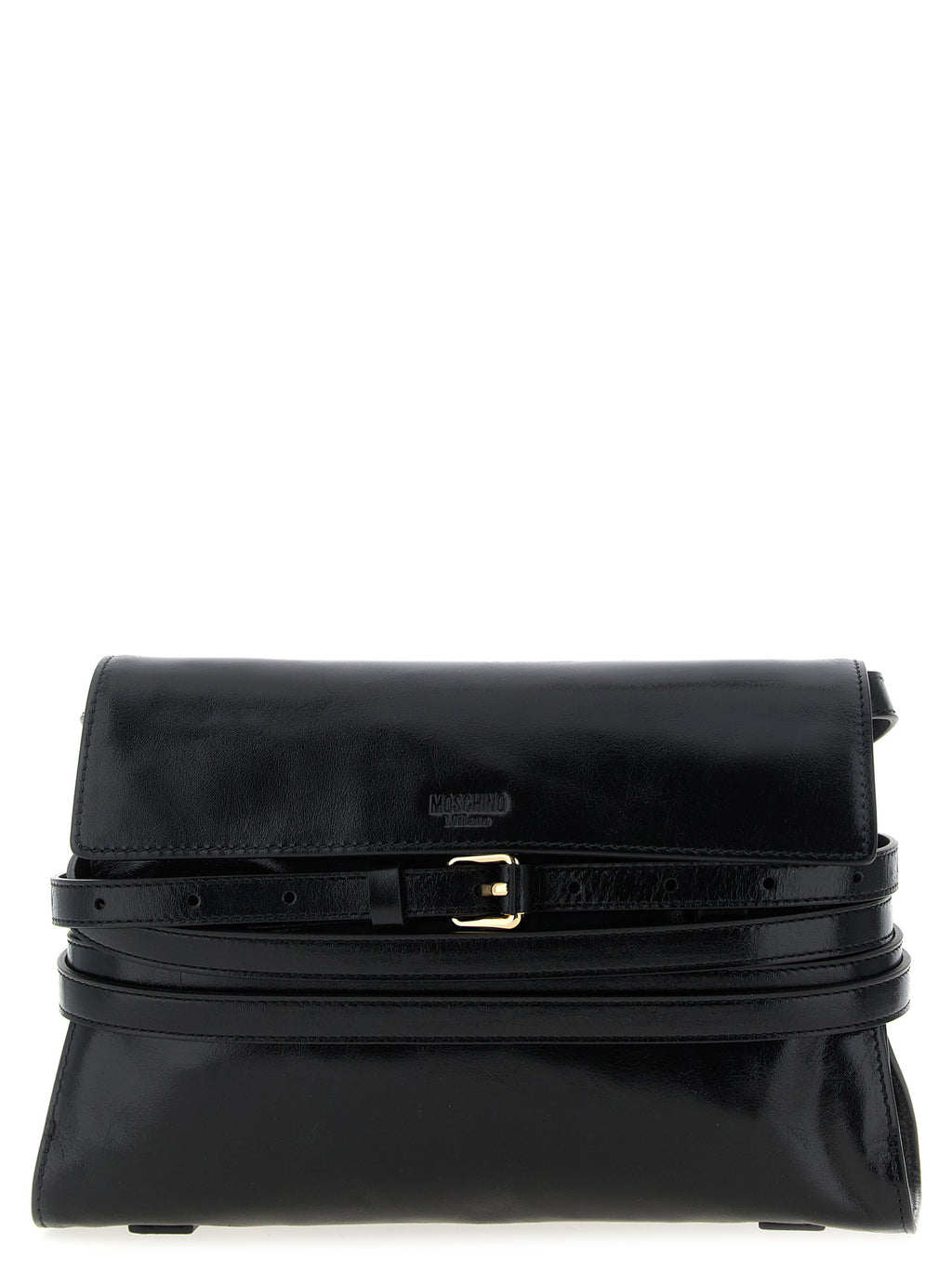 Moschino Schwarze Leder Umhängetasche
