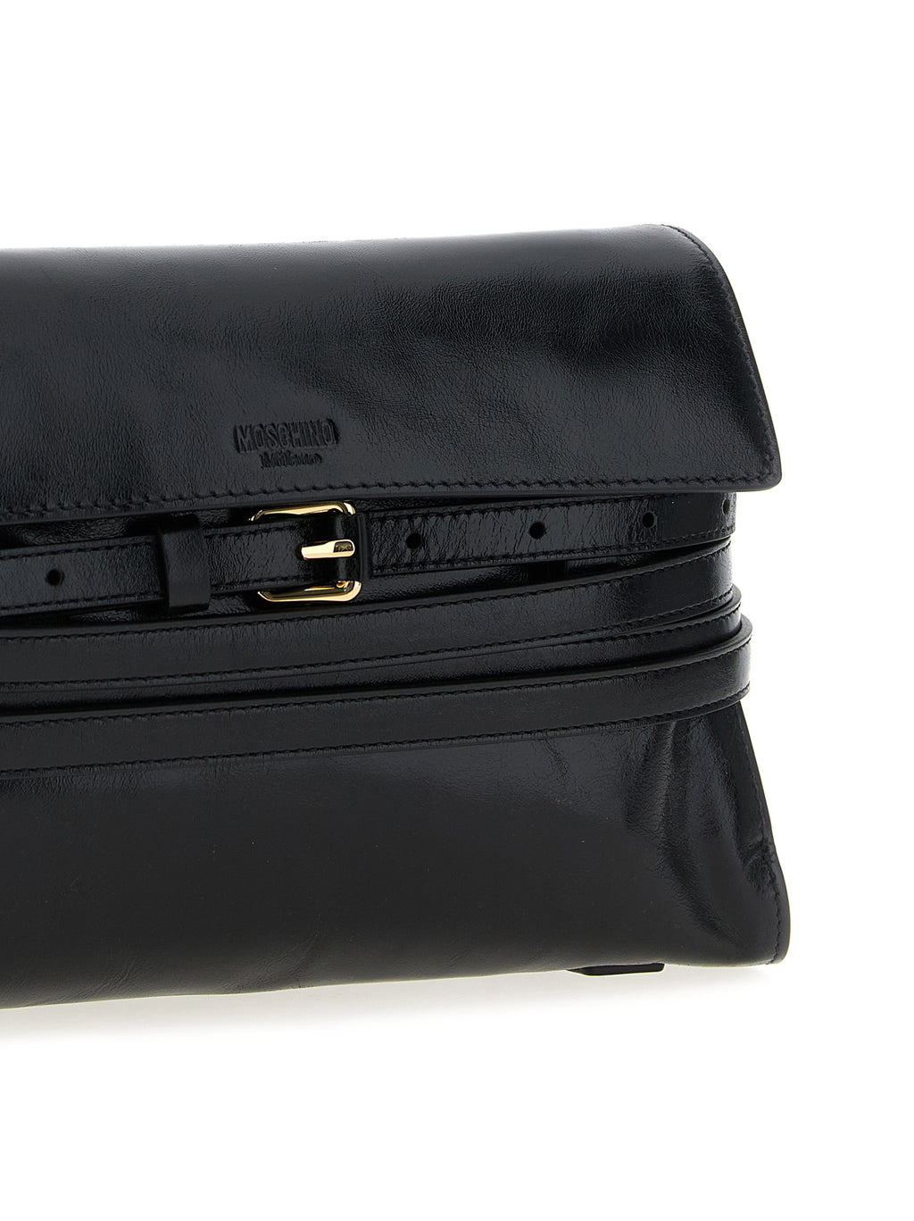 Moschino Schwarze Leder Umhängetasche