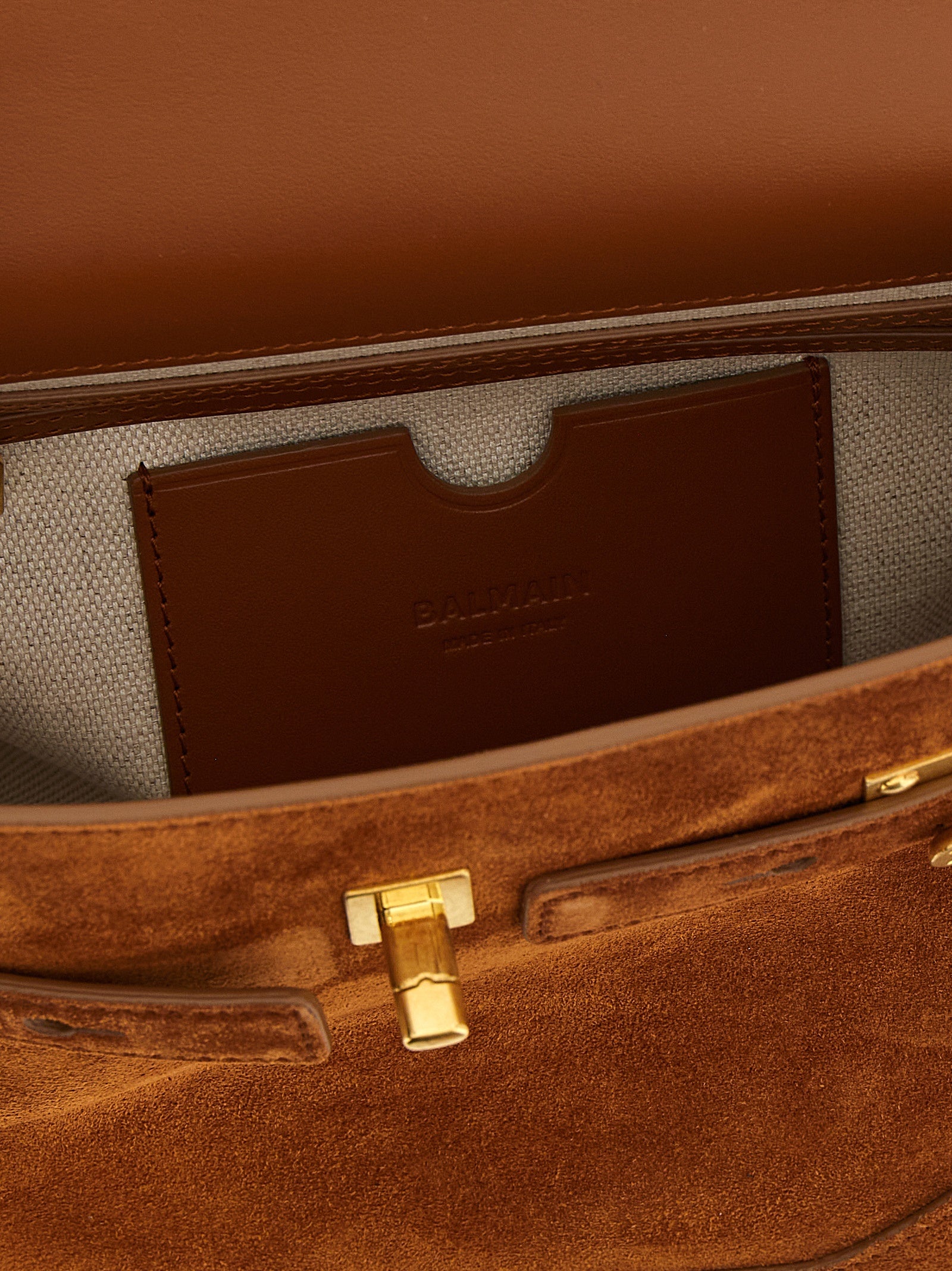 Balmain Braune Kalbsleder-Handtasche