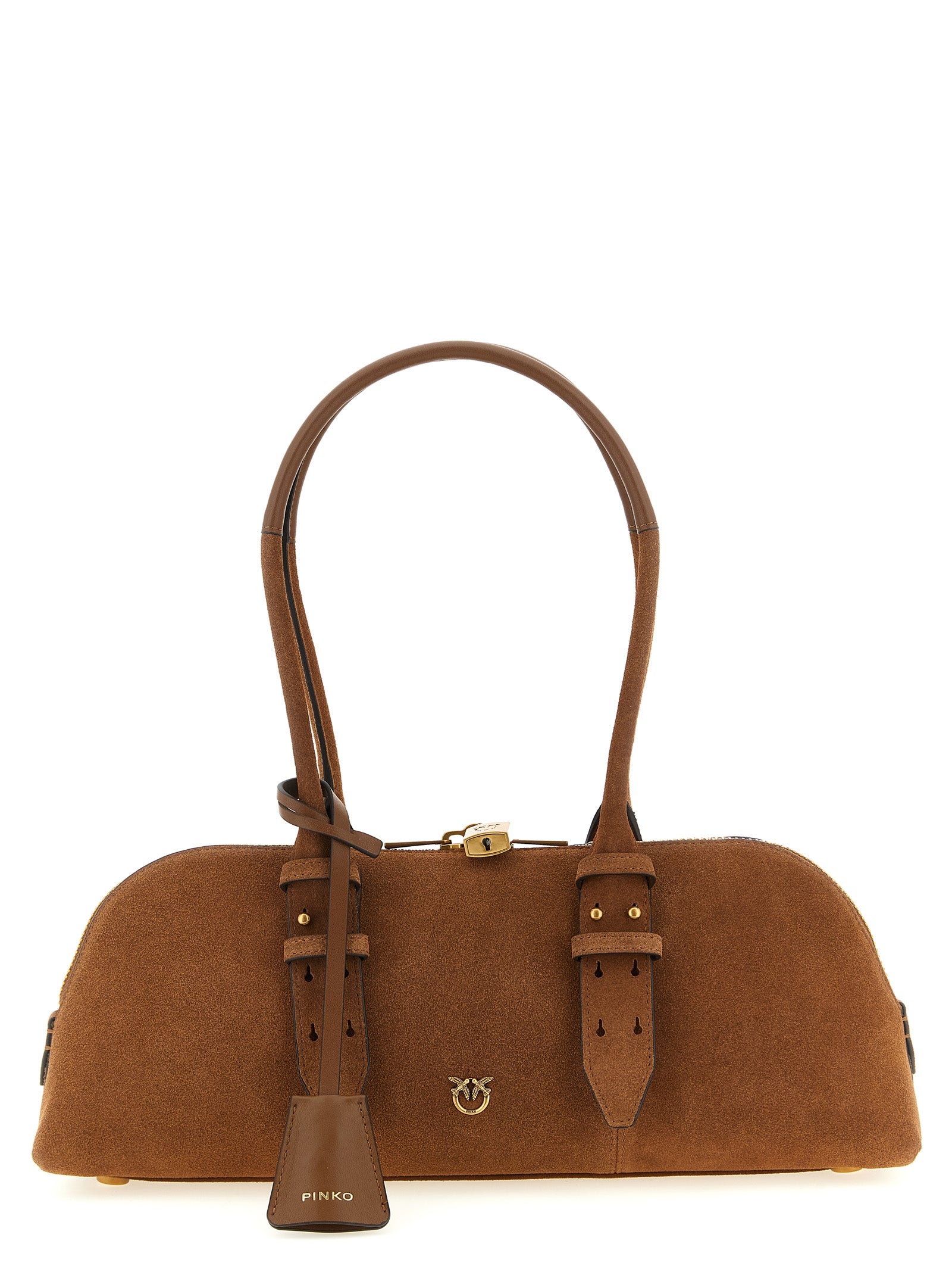 PINKO Braune Schultertasche aus Rindsleder