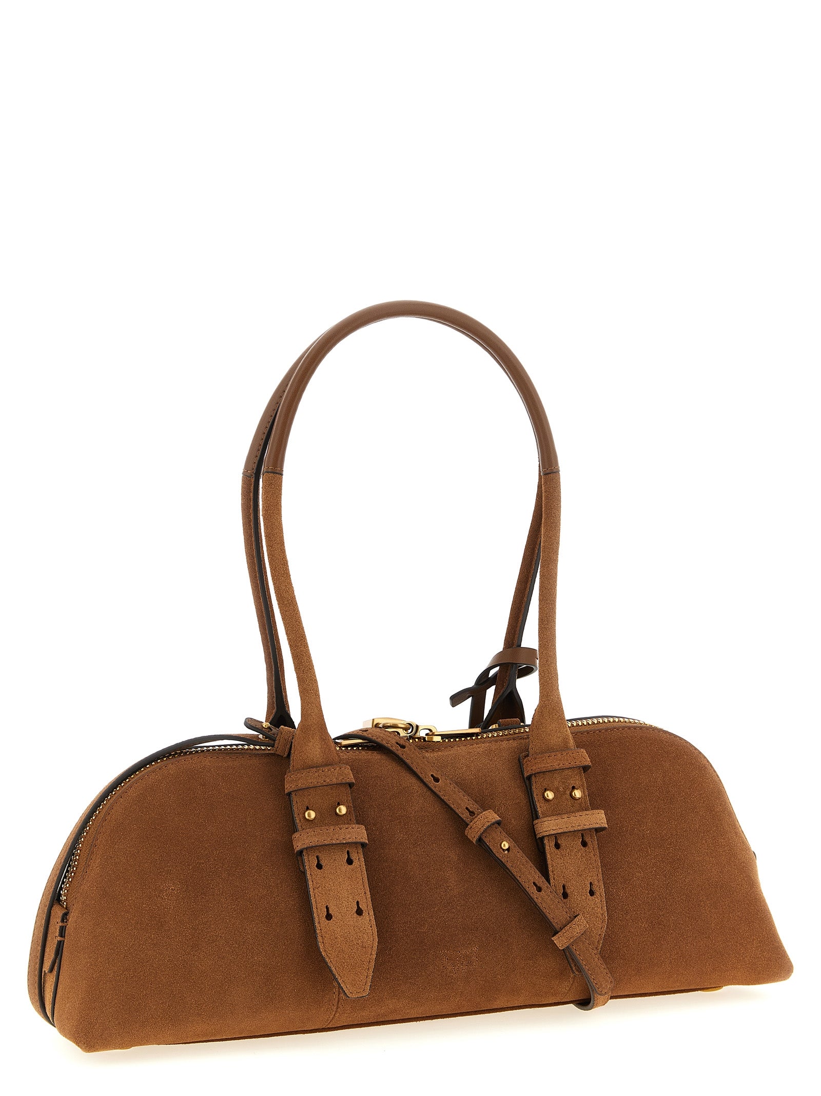PINKO Braune Schultertasche aus Rindsleder