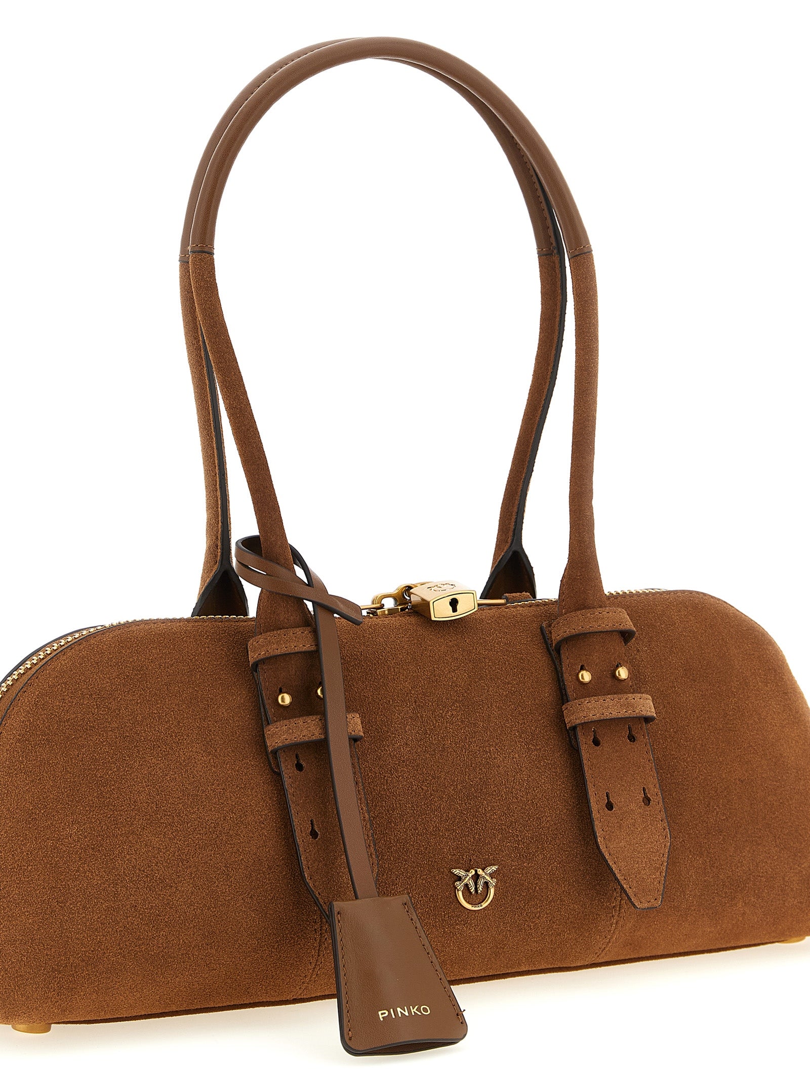 PINKO Braune Schultertasche aus Rindsleder