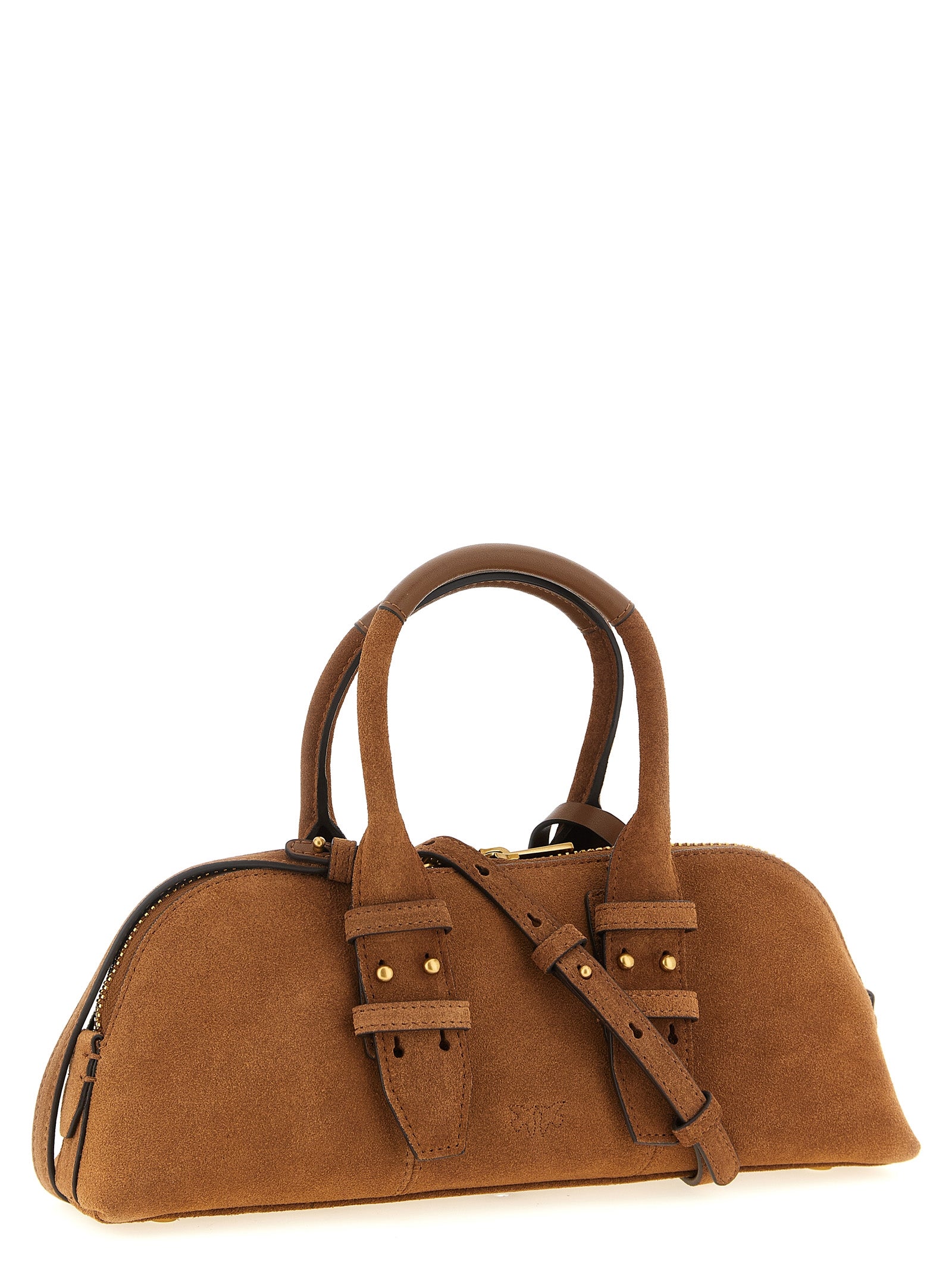 PINKO Braune Schultertasche aus Rindsleder