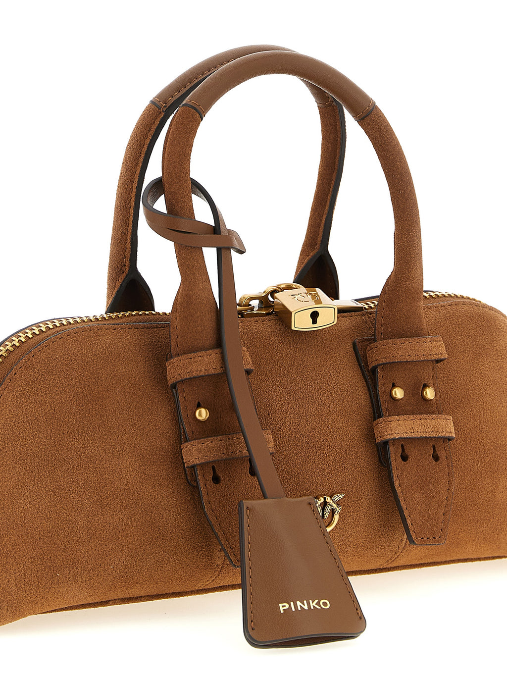 PINKO Braune Schultertasche aus Rindsleder