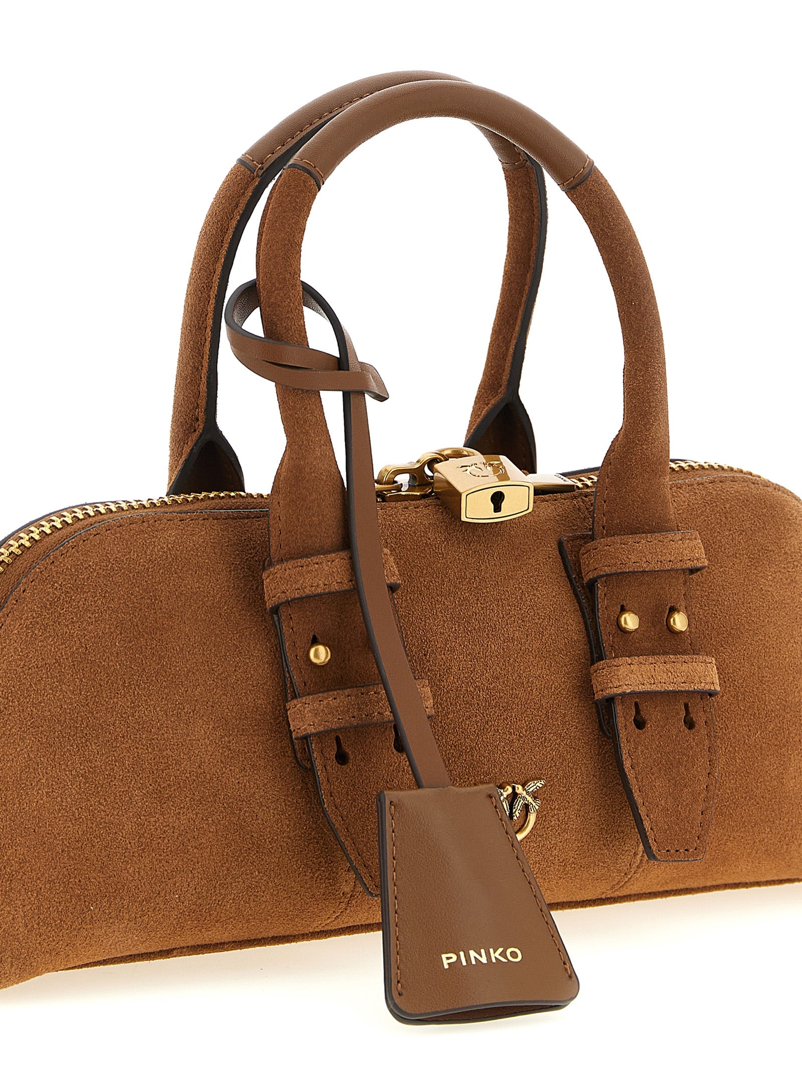 PINKO Braune Schultertasche aus Rindsleder