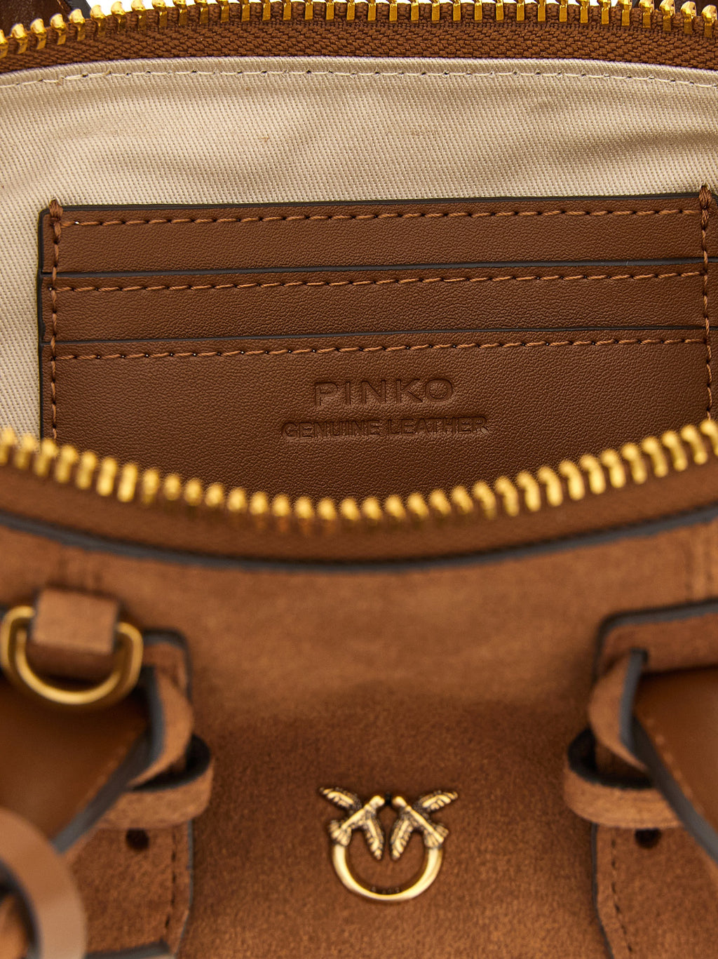 PINKO Braune Schultertasche aus Rindsleder