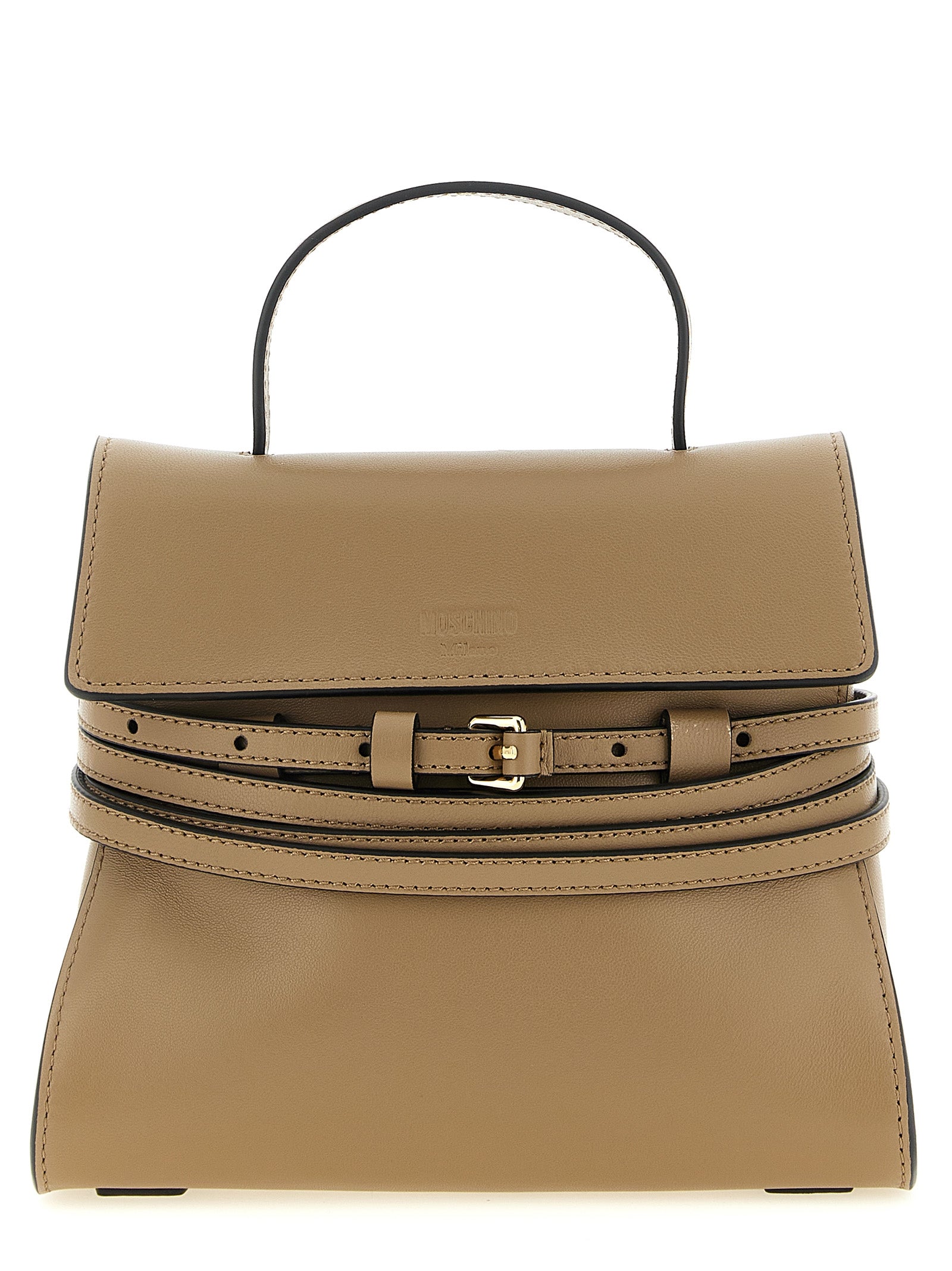 Moschino Beige Napa Leder / Kalbsleder Bos Taurus Handtasche