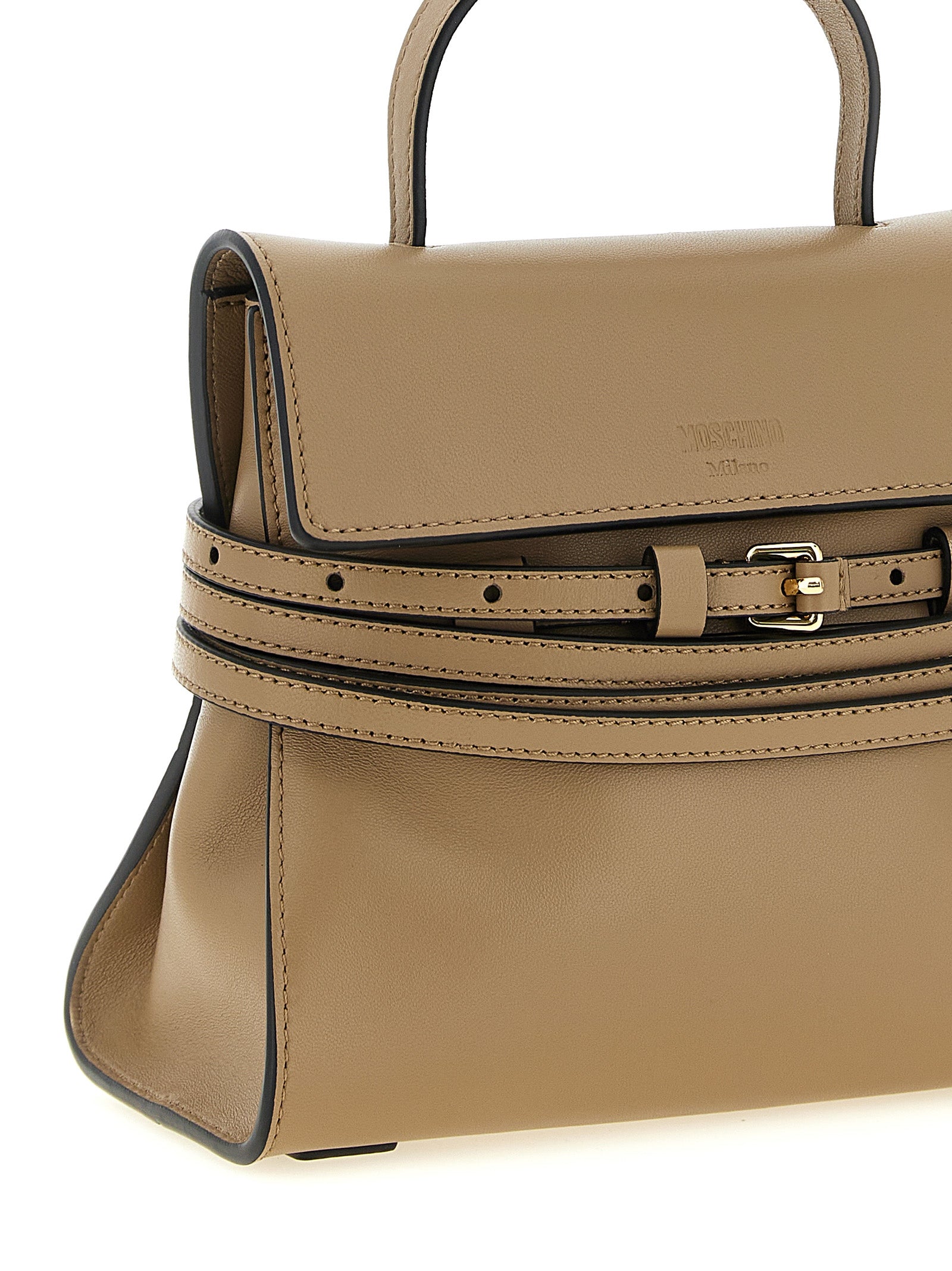 Moschino Beige Napa Leder / Kalbsleder Bos Taurus Handtasche