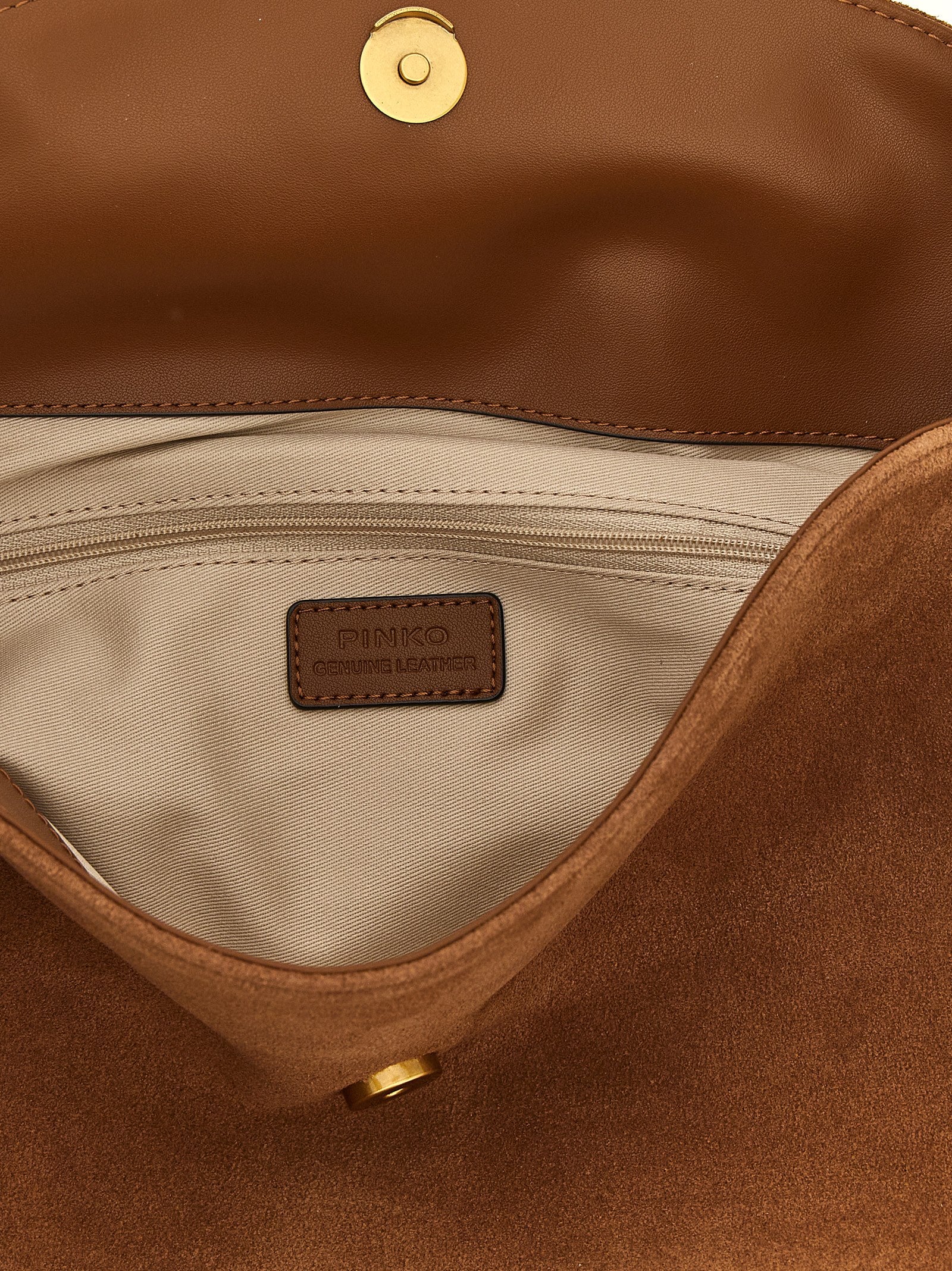 PINKO Braune Schultertasche aus Rindsleder