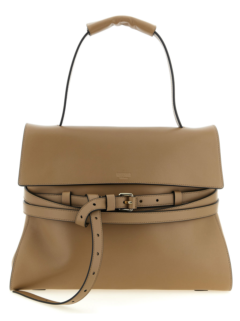 Moschino Schultertasche aus beigem Nappaleder / Kalbsleder